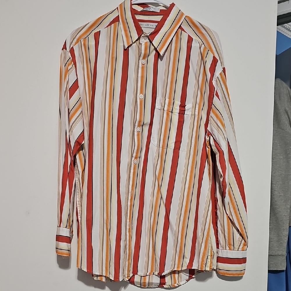 Geoffrey Beene Striped Multicolor Men's Cotton Long Sleeve Button Down Shirt L